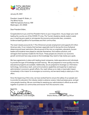 Learn Tourism Letter to Biden